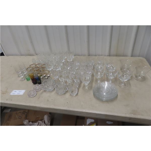 Crystal And Cut Glass Tableware Including Wine Glasses And Cups
