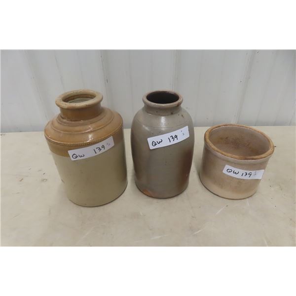3 Stoneware Crocks