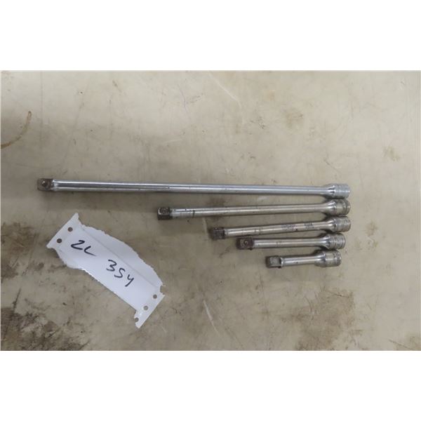 5 Snap-On 3/8" Drive Extensions: 12", 8", 6", 4 1/2", And 3"