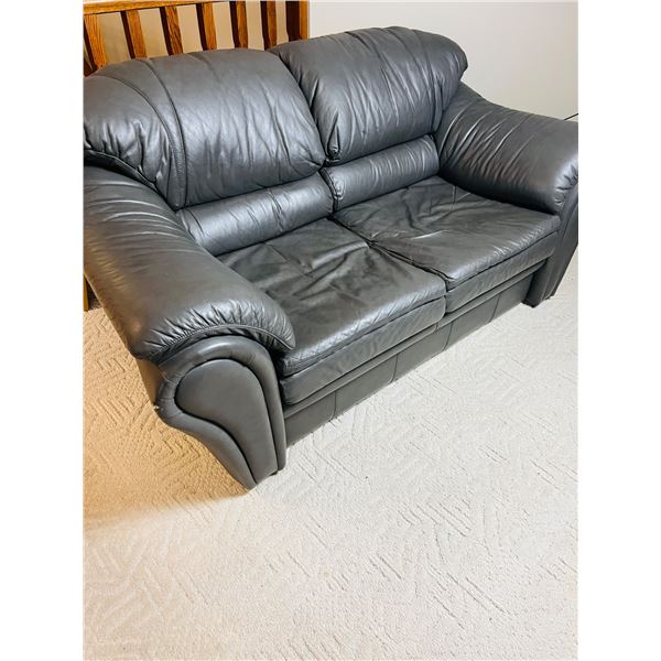 Lugano Grey Faux Leather Loveseat