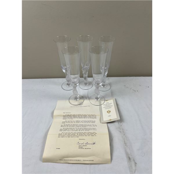 Faberge Snow Dove Crystal Champagne Glasses