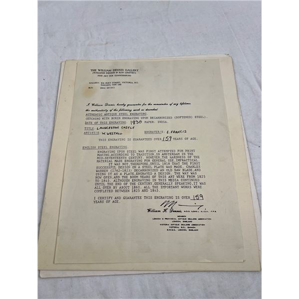 Authentic Antique Steel Engraving