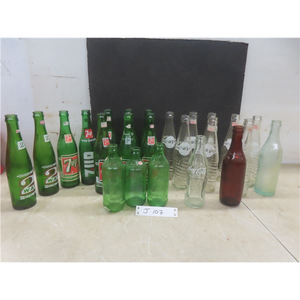 24 Soda Bottles: 2 Way, 7 Up, Pic-A-Pop, Coca-Cola