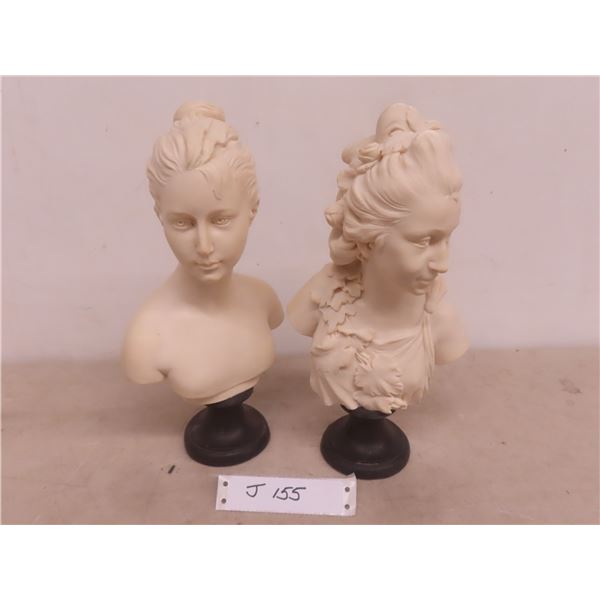 2 Alabaster Busts 11" Tall