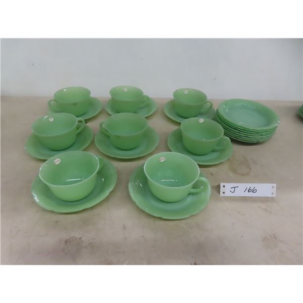 24 Pieces Jadite Cups And Saucers
