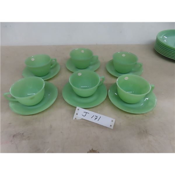 12 Pieces Jadite Tea Cups And Saucers