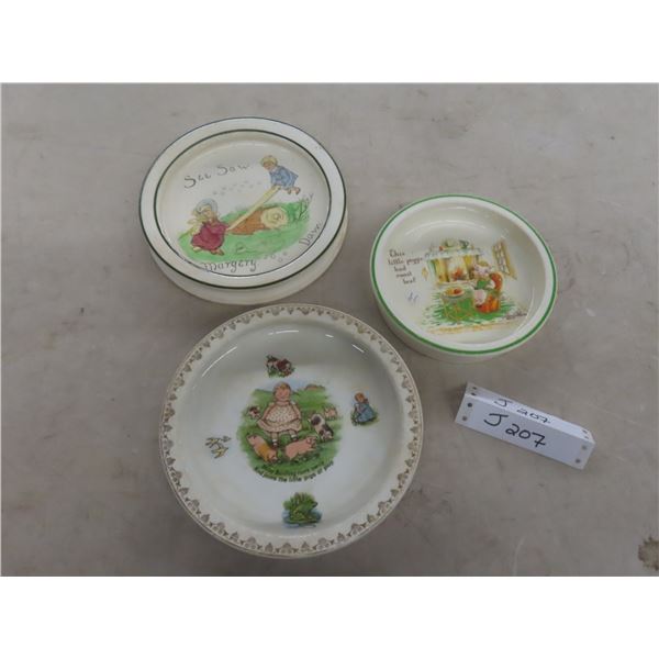3 Vintage Baby Plates: Royal Doulton, Midwinter, Burleigh