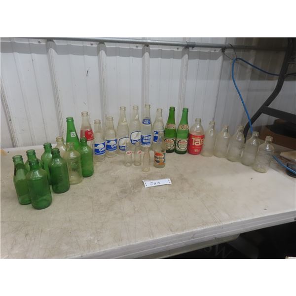 25 Soda Bottles And 3 Miniature Pepsi: 7 Up, Suncrest, Keystone, Tab, Pepsi
