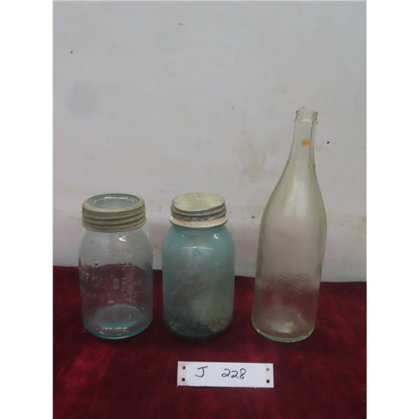 2 Sealer Jars: T. Eaton Co. And Ball Plus 1930s Soda Bottle