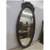 Image 10 : Vintage Burl Wood Slab Wall Clock 24" x 27", Missing Some Numbers & Framed Beveled Mirror 42" x 21"