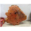 Image 2 : Vintage Burl Wood Slab Wall Clock 24" x 27", Missing Some Numbers & Framed Beveled Mirror 42" x 21"