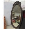 Image 7 : Vintage Burl Wood Slab Wall Clock 24" x 27", Missing Some Numbers & Framed Beveled Mirror 42" x 21"