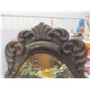 Image 8 : Vintage Burl Wood Slab Wall Clock 24" x 27", Missing Some Numbers & Framed Beveled Mirror 42" x 21"