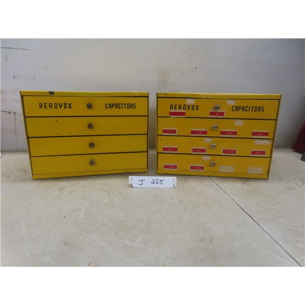 2 Metal Aerovox Capacitor Storage Cabinet 8" x 11" x 8" With Product