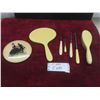 Image 1 : 6 Piece French Ivory Dresser Set, Silhouette Picture 6" Diameter