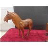 Image 3 : Hand Carved Wooden Horse 9 1/2" Tall, Goblet, Lion, Elephant & Onyx Marble Ashtray