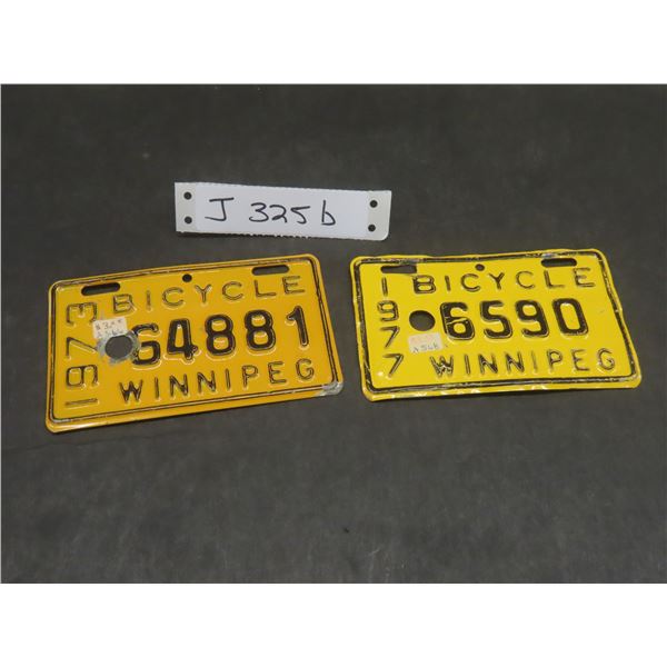 2 Manitoba Bicycle Plates 1973 & 1977