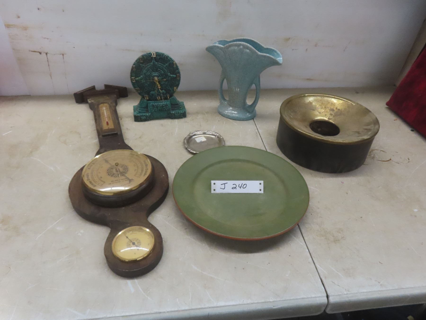 Barometer, Vase, Alberta Pottery, Desk Clock, Ashtray With Brass Top ...