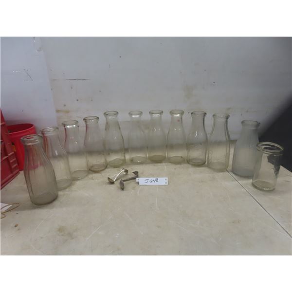 11 Creamer Bottles, 2 Cream Top Spoons, 1 Cottage Cheese Bottle