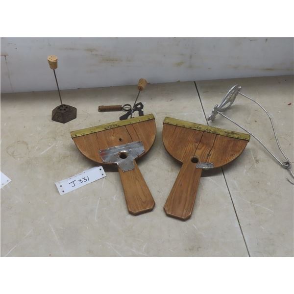 Vintage Paddle Combs to Process Wool, Date Stamped 1854 & Receipt Specie