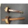 Image 2 : Antique Wood & Brass Mortise Gauge, Boxwood & Brass Combination Folding Rulers