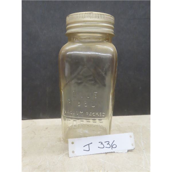 Vintage Blue Ribbon Coffee Sealer Jar
