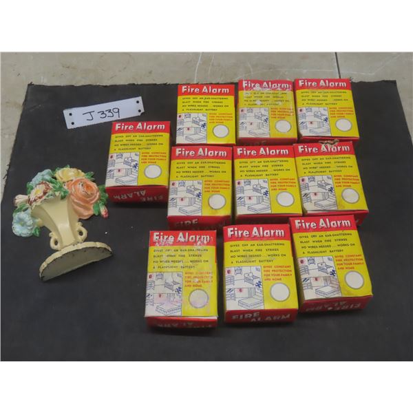 10 Vintage Fire Alarms, Cast Iron Floral Bouquet Door Stop
