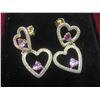 Image 2 : New 14K Gold Plated 1.0 tcw Each Heart Cut Pink Simulated Diamond (CZ) Heart Dangle Earrings