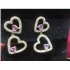 Image 6 : New 14K Gold Plated 1.0 tcw Each Heart Cut Pink Simulated Diamond (CZ) Heart Dangle Earrings