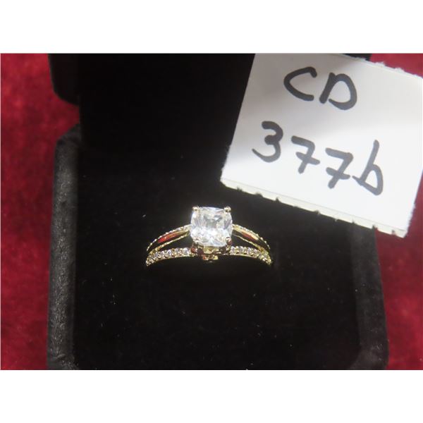 New 14K Gold Plated 1.0 ct Cushion Cut Simulated Diamond (CZ) Ring Size 6