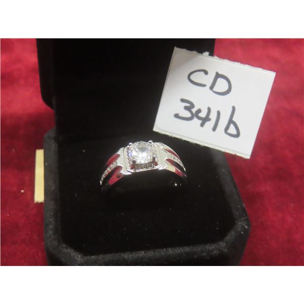 New Platinum Plated 1.0 ct Simulated Diamond (CZ) Man’s Ring Resizable
