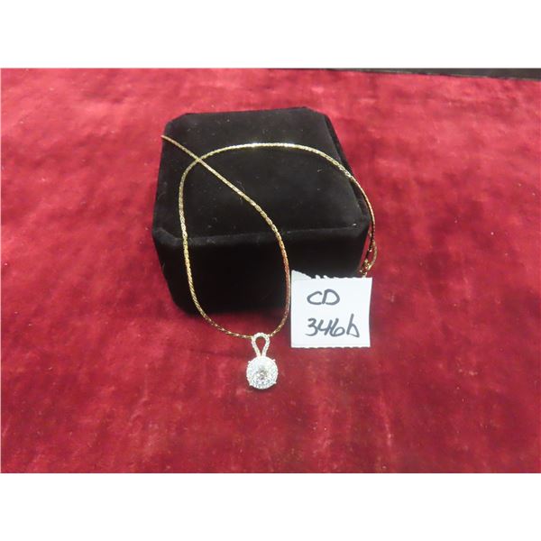 New 18K Gold Plated 19.0 mm Simulated Diamond (CZ) Cluster Necklace Chain 19"