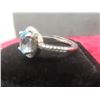 Image 4 : New 925 Oval Cut Natural Swiss Blue Topaz Halo Ring Resizable Mounted in Sterling Silver With White