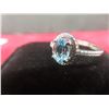 Image 5 : New 925 Oval Cut Natural Swiss Blue Topaz Halo Ring Resizable Mounted in Sterling Silver With White