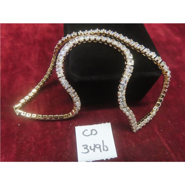 New 18K Gold Plated 4.0 mm Princess Cut Simulated Diamond (CZ) Tennis Necklace 18"