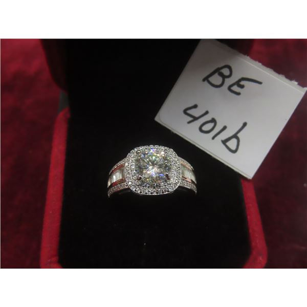 2.00 Ct GRA VVS D Moissanite CZ Dual Halo 925 Silver Ring Size 7.5 – Retail $1,300