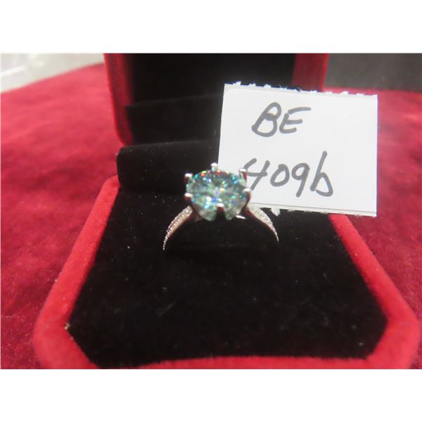 3.00 Ct GRA VVS Greenish Blue Moissanite CZ 925 Silver Ring Size 7 – Retail $1,870