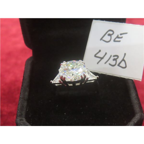 5.00 Ct GRA VVS D Moissanite w/ Tri CZ 925 Silver Ring Size 7 – Retail $3,000