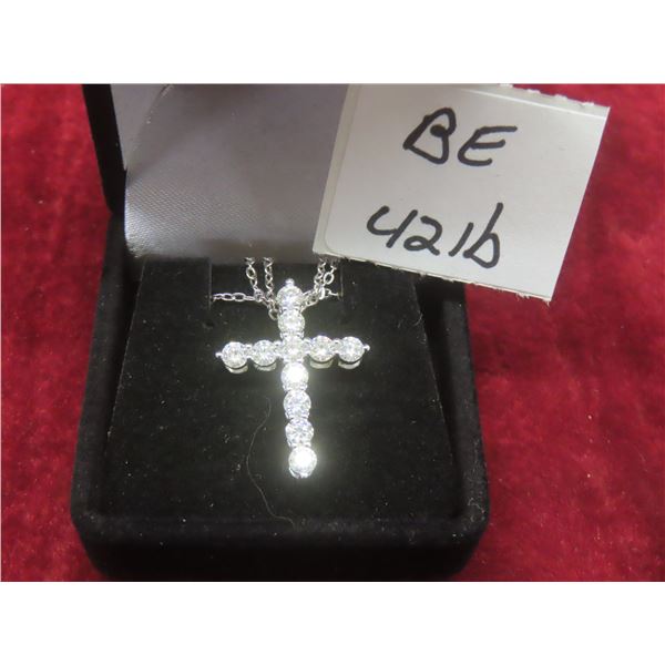 1.10 Ct TW GRA VVS D Moissanite Cross Pendant 925 Silver – Retail $1,100