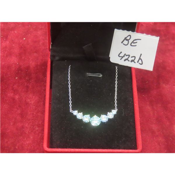 2.80 Ct TW GRA VVS Blue Moissanite Graduated Pendant 925 Silver – Retail $1,710