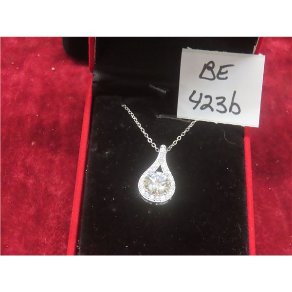 3.00 Ct GRA VVS Light Blue Moissanite Halo Pendant 925 Silver – Retail $2,450