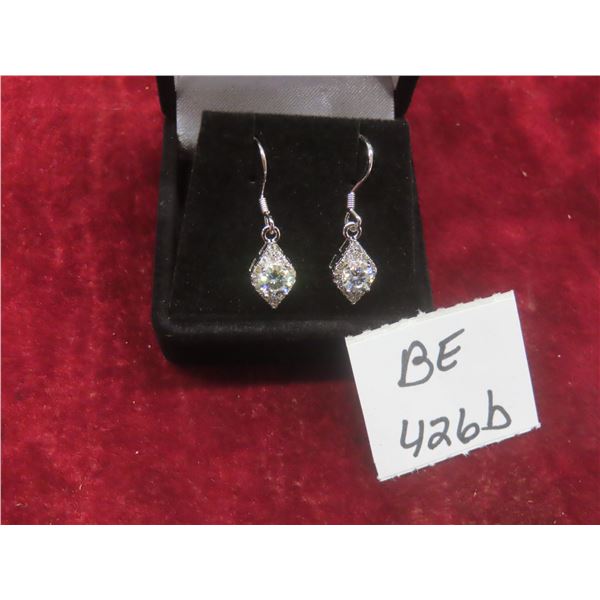 1.00 Ct TW GRA VVS D Moissanite Drop Earrings w/ CZ 925 Silver – Retail $1,000