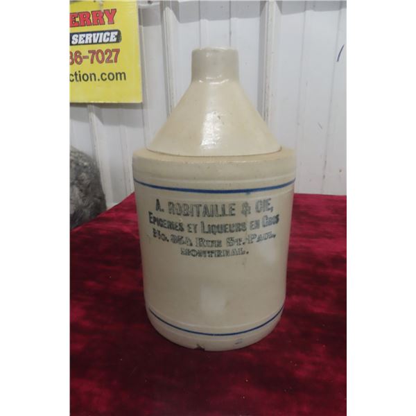 A. Robitaille & Cie St Paul Montreal Stoneware Liquor Jug 1900s