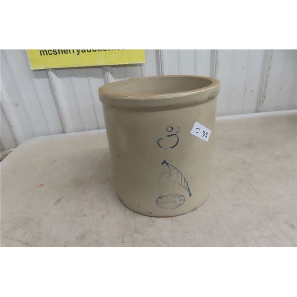 Red Wing 3 Gallon Stoneware Crock Birch Leaf Turn Of Century