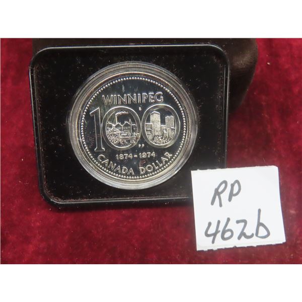 1974 Canadian Winnipeg Centennial Silver Dollar w/ Case
