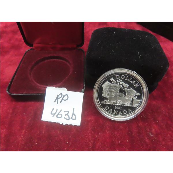 Canadian 1981 Proof Silver Dollar Coin Commemorating 100th Anniversary of the Trans Canada Railway