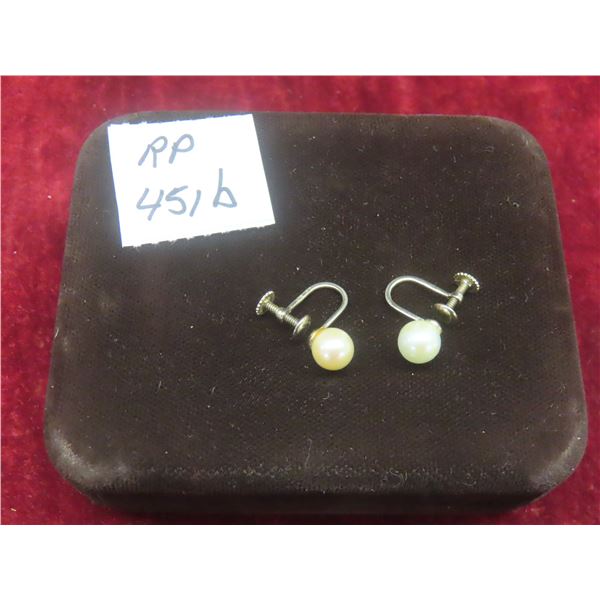 Cultured Pearl Earrings Set in 10K Gold TW: 3 grams