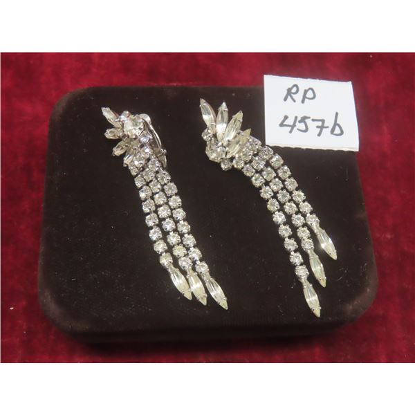 Vintage Rhodium Plate Sherman Waterfall Earrings