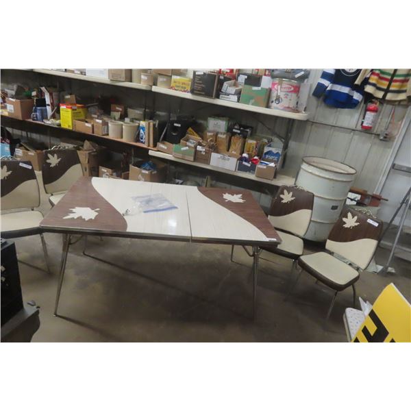 Retro Kitchen Table 60" x 30" x 30" Includes 12" Leaf + 6 Chairs