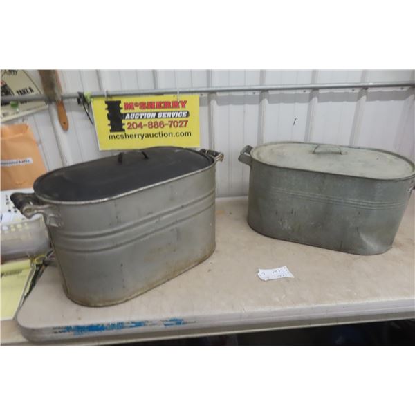 2 Galvanized Boilers w/ Lids